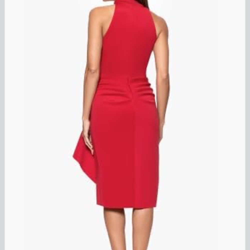Xscape Red One-Shoulder Ruffle Sheath Dress - Picture 3 of 7